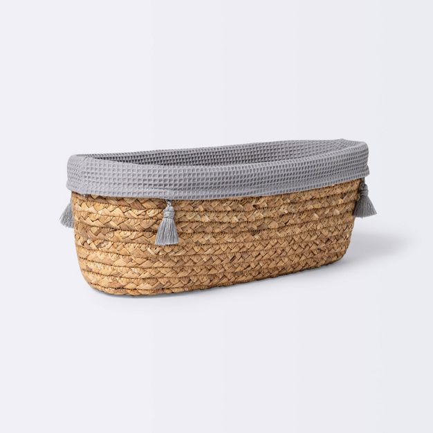 Natural Weave Oval Storage Bin with Waffle Weave Liner - Cloud Island™ Gray | Target