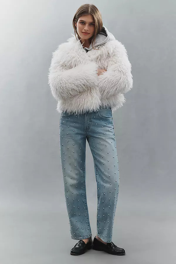 Pistola Lexi Mid-Rise Bowed Straight-Leg Jeans | Anthropologie (US)