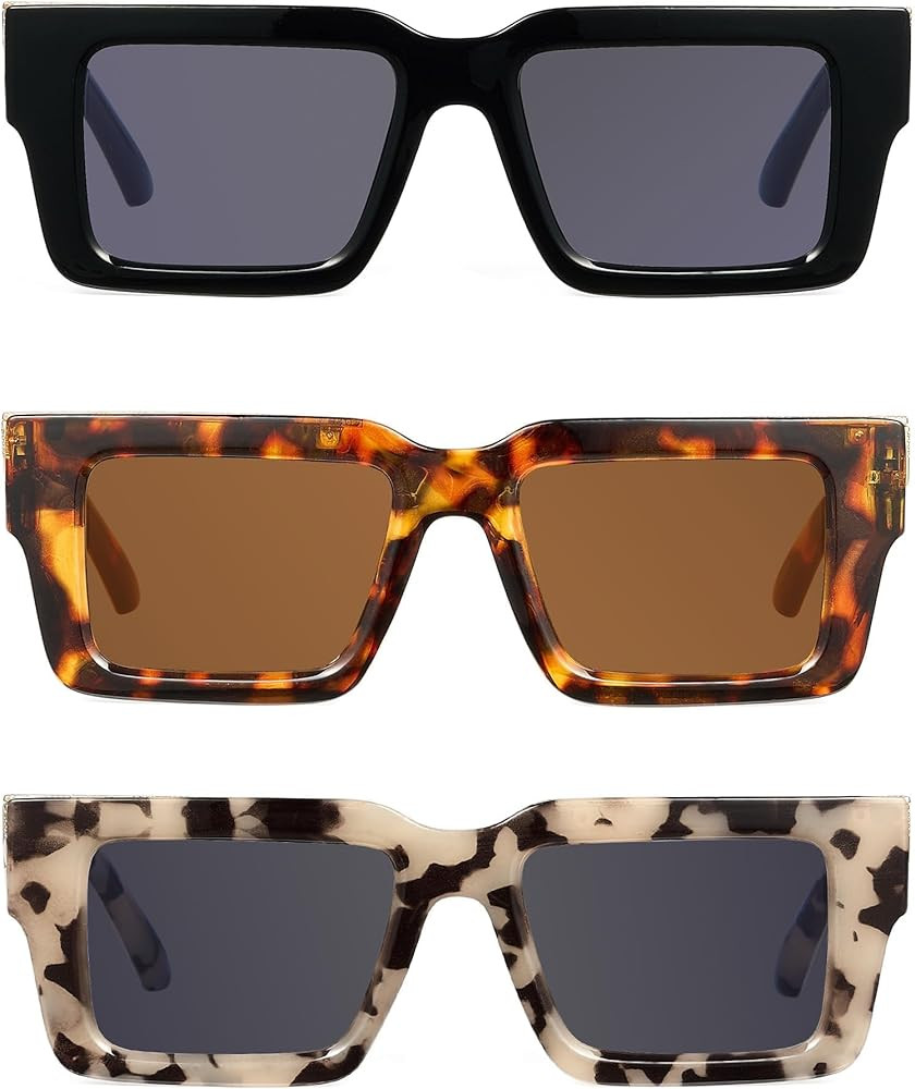 JM 3 Pack Oprah Style Reading Glasses for Women Men, Fashion Square Blue Light Blocking Readers | Amazon (US)