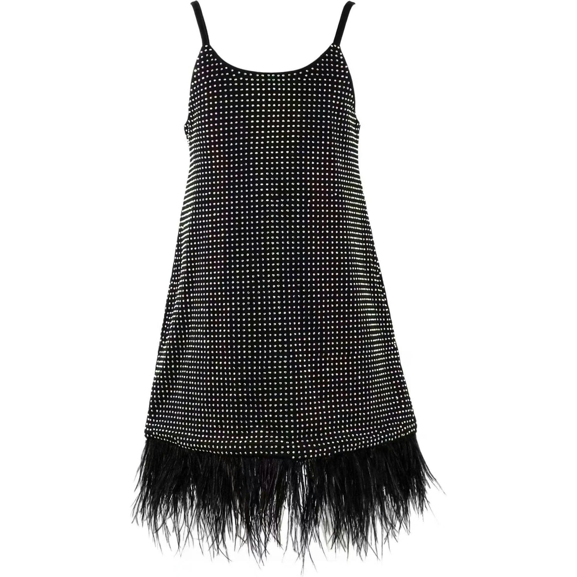 Midnight Crystal Feather Dress Black / 4y | Maisonette