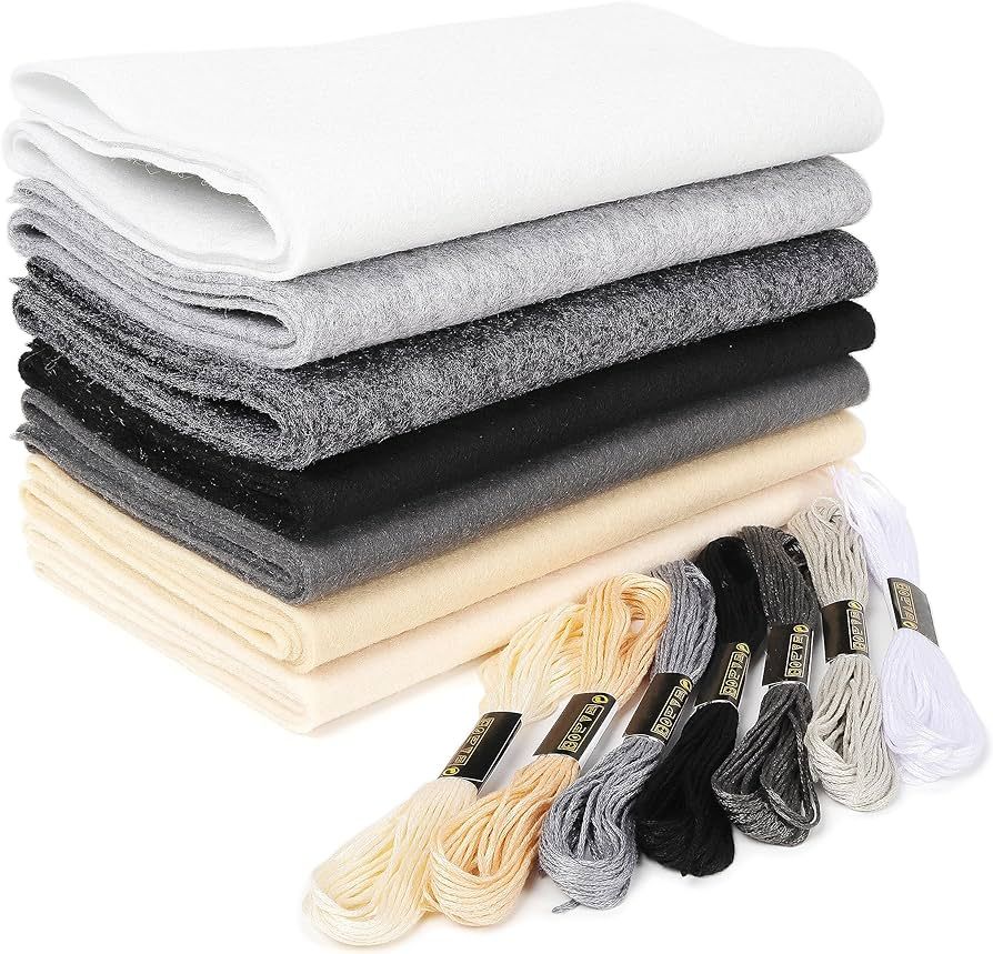 Black White Felt Fabric Sheets: ZAIONE 7 Rolls 8''x35'' Soft Felt Sheets Assorted Thick Felt Roll... | Amazon (US)