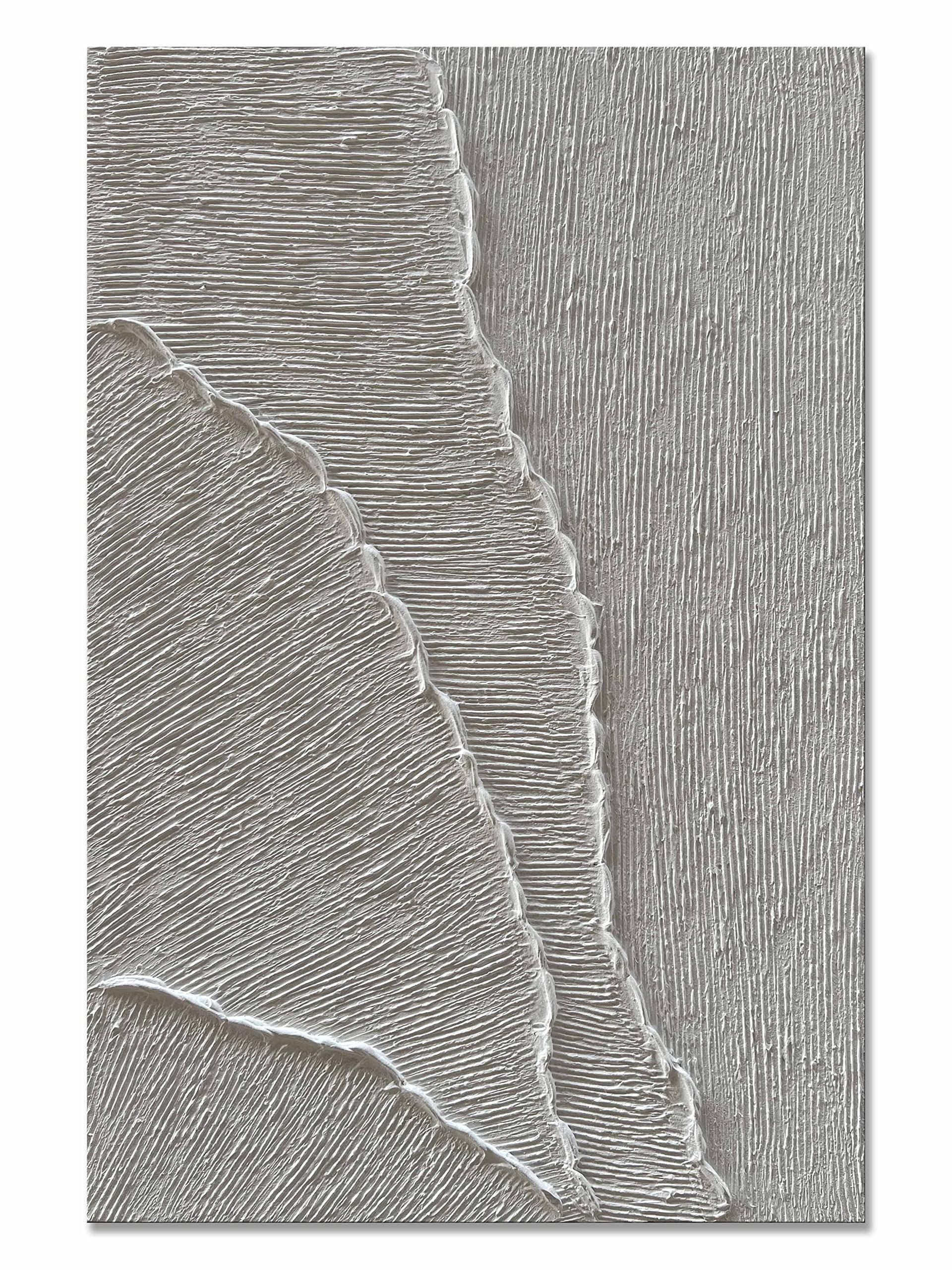 Eonzeun Abstract White Thick Textured Wall Art,Hand Painted Oil Painting on Canvas 30x45 inch,Large  | Amazon (US)