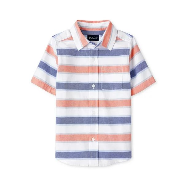 The Children's Place Boys Short Sleeve Stripe Button Down Shirt, Sizes XS-XXL | Walmart (US)