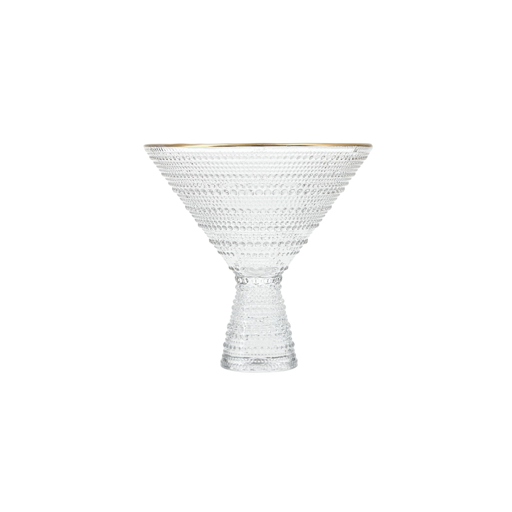 Fortessa Jupiter Beaded Hobnail Glass, 11.5 Ounce Martini Glass (Set of 4), Gold Rim Clear | Amazon (US)