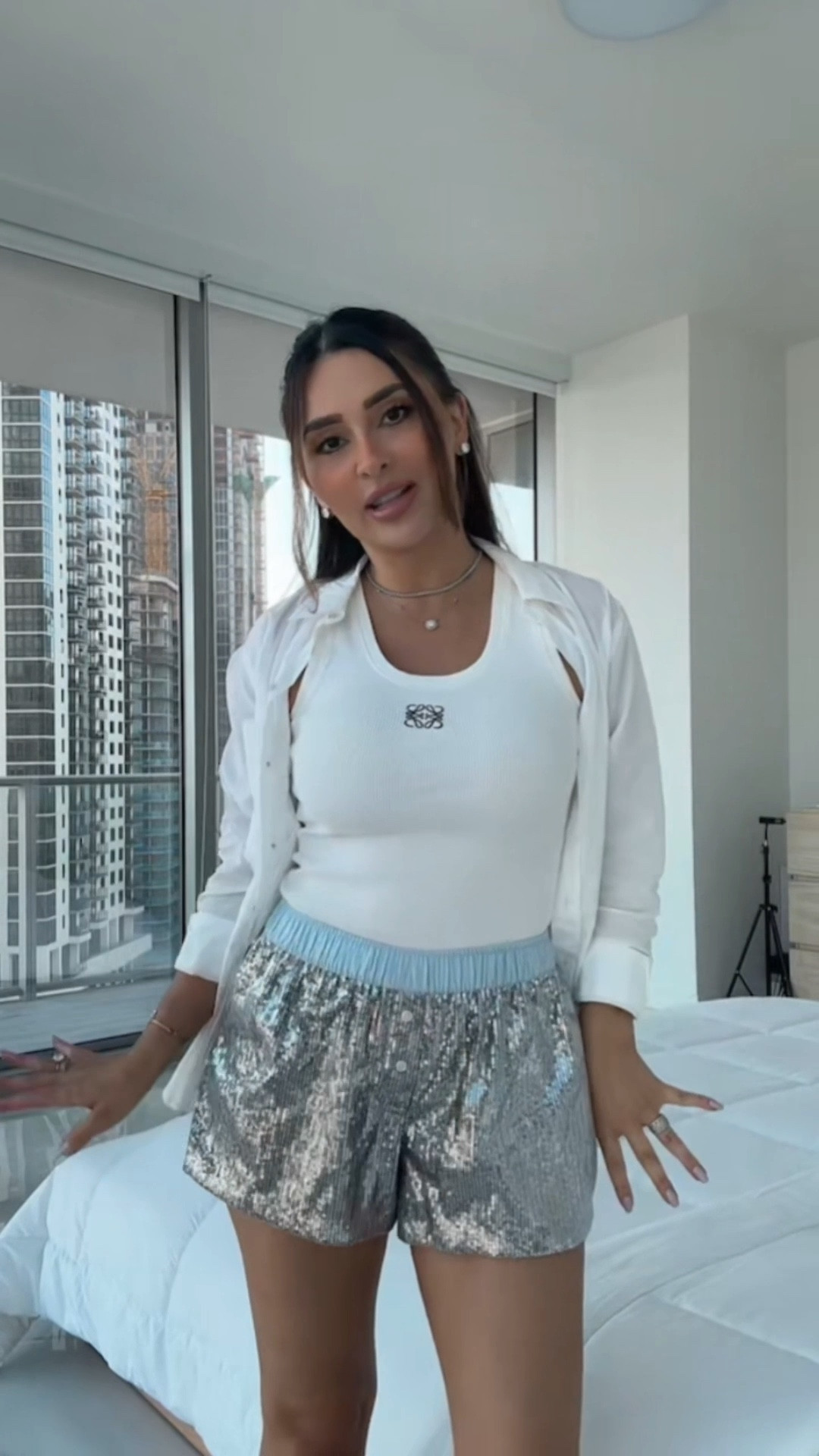 outfit of the day 🩵 how cute are these sequin shorts? Shop my look below 

#LTKootd