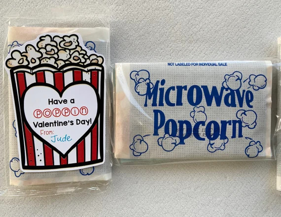 Printed and Cut Popcorn kids class valentine, no popcorn included, school, valentines day, funny ... | Etsy (US)