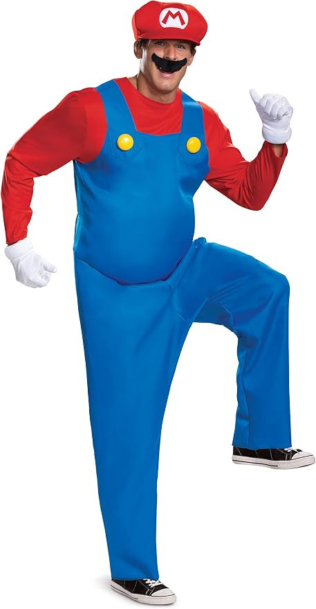 Disguise Mens Mario Costume, Official Super And Hat Adult Sized, Mario, S (28-30) | Amazon (US)