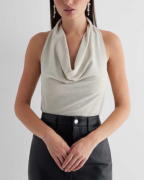 Shine Draped Cowl Halter Neck Tank | Express