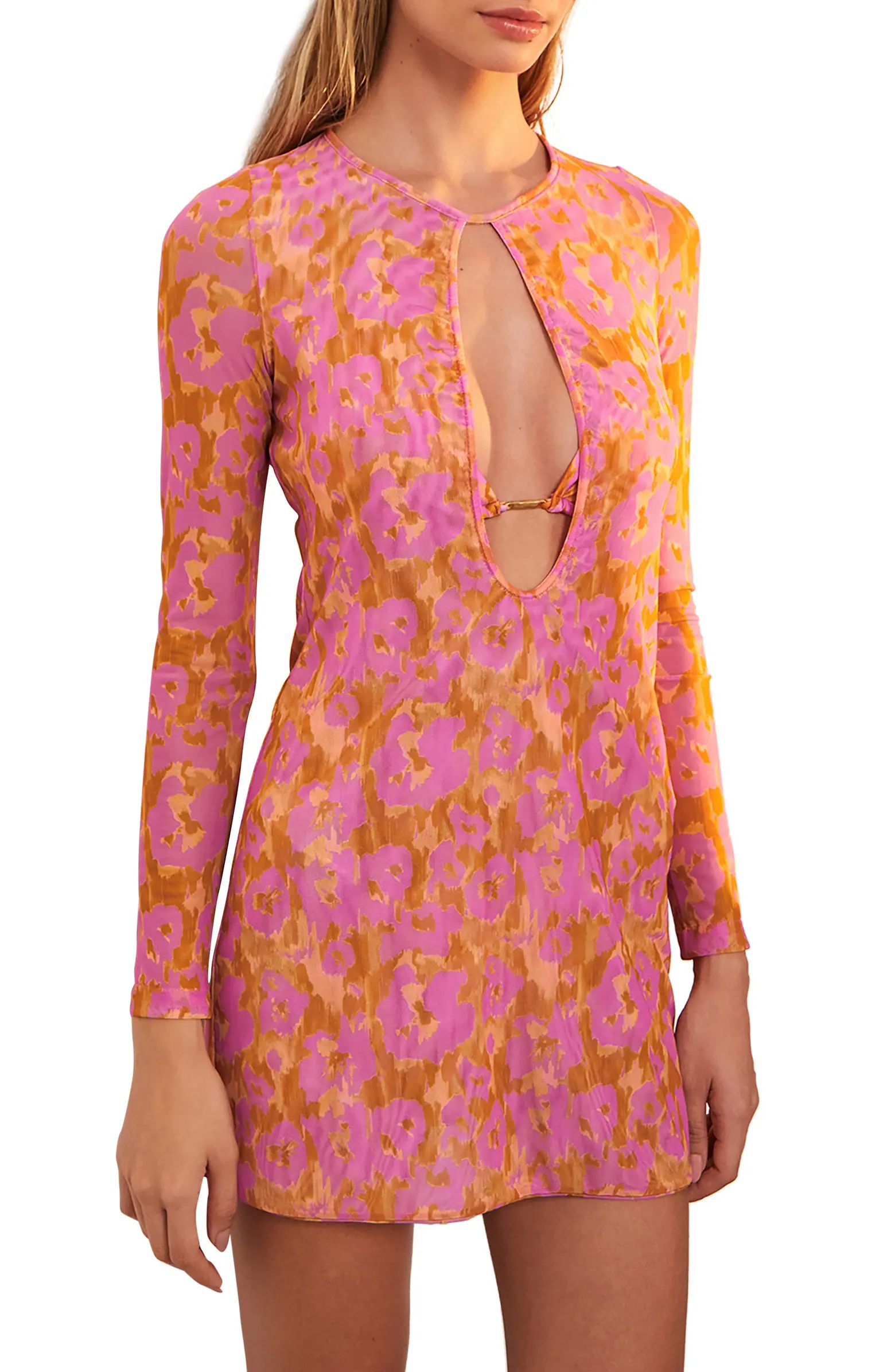 ViX Swimwear Mosqueta Abstract Print Long Sleeve Cover-Up Dress | Nordstrom | Nordstrom