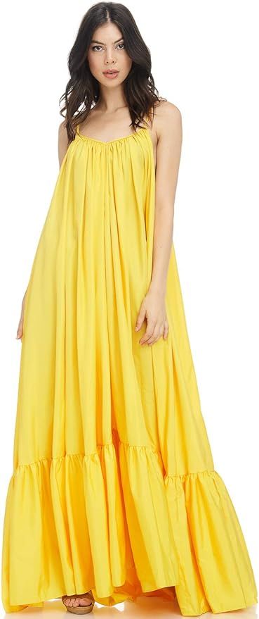 Tov Elegance A-Line Spaghetti Strap Flowy Maxi Rideau Dress | Amazon (US)