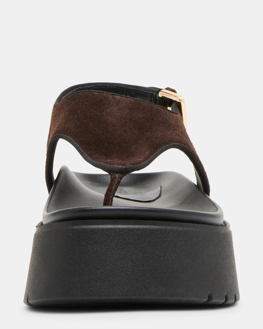 TABOR Brown Suede Thong Footbed Platform Women's Sandal | Steve Madden (US)