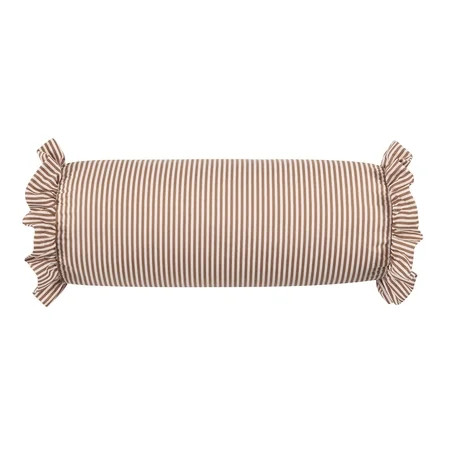 8x20in Striped Bolster Pillow With Ruffled Edges - Soft Cylindrical Neck Roll Support Pillow For Bed Sofa Lumbar Relaxing Home Decor | Walmart (US)