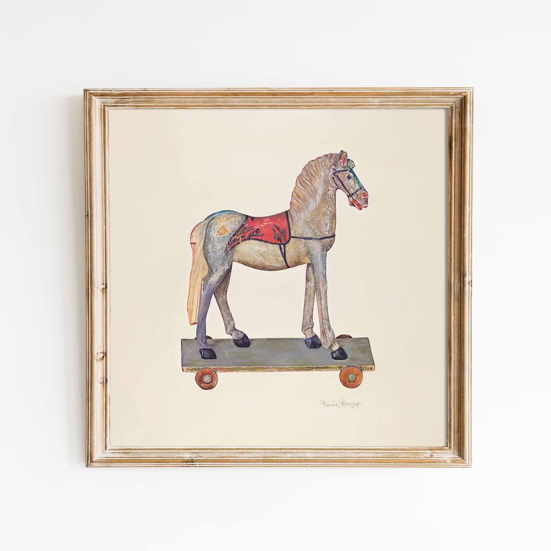 Toy Horse Vintage Art Print Square Nursery Decor Kids Room - Etsy | Etsy (US)