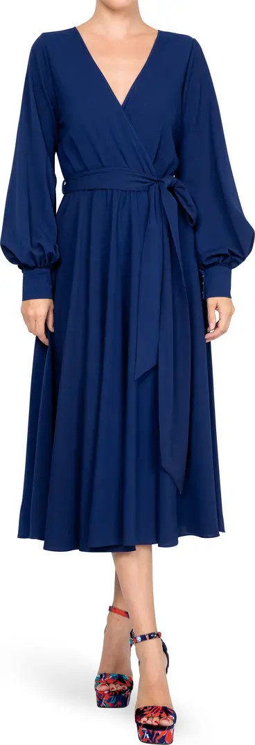 MEGHAN LA Lilypad Surplice Long Sleeve Wrap Midi Dress | Nordstromrack | Nordstrom Rack