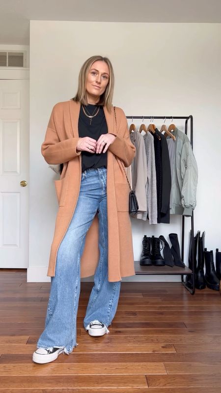 Jeans. Spring outfit. Spring outfit idea. Casual outfits. Casual outfit idea. Cardigan. Coatigan. Wide leg jeans. Baggy jeans. Converse. Travel outfit. Date night outfit. Girls night outfit. Mom outfit.

#LTKfindsunder100 #LTKfindsunder50 #LTKSeasonal