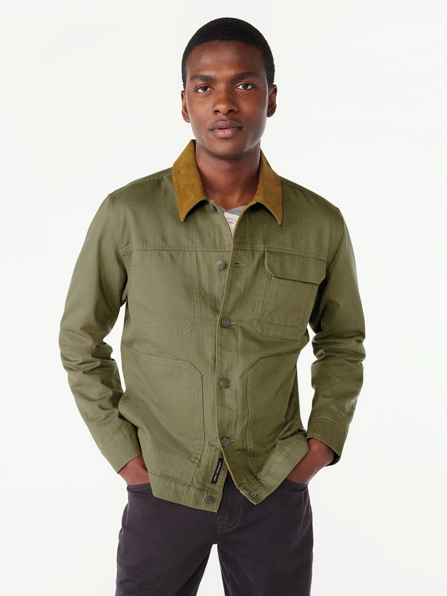 Free Assembly Men's Herringbone Workwear Jacket, Sizes XS-3XL | Walmart (US)