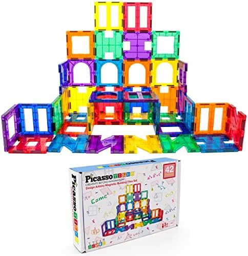 PicassoTiles 42 Piece Magnetic Building Block Set Playboards Magnet Tiles Construction Toy Educat... | Amazon (US)