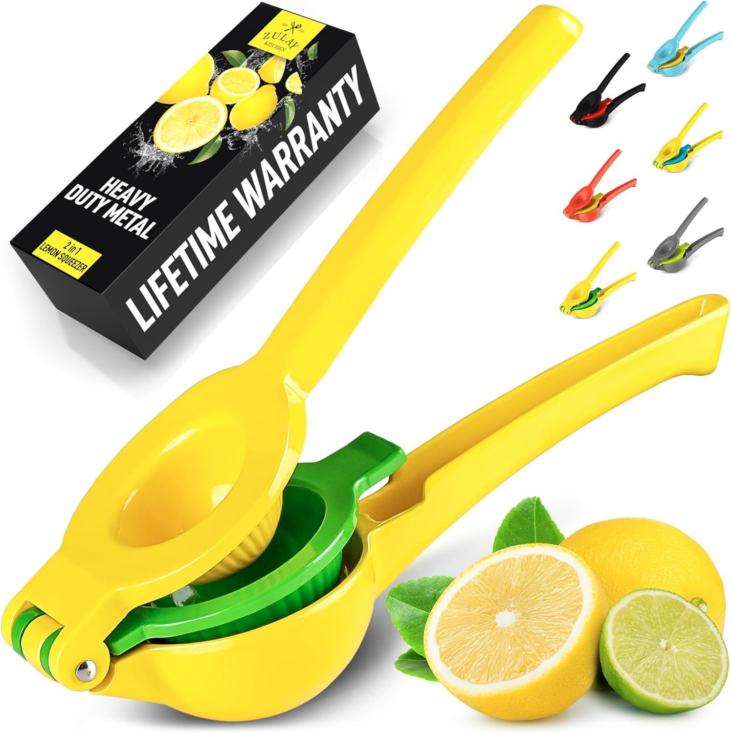 Zulay Kitchen Metal 2-in-1 Lemon Squeezer - Sturdy Max Extraction Hand Juicer Lemon Squeezer Gets... | Amazon (US)