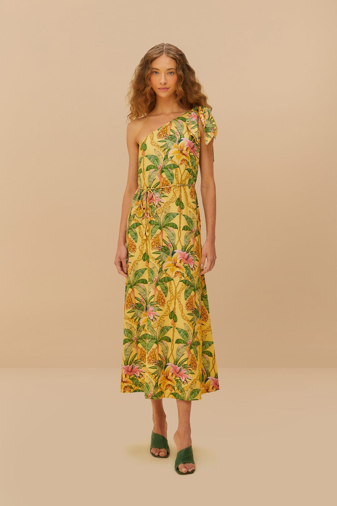Yellow Tropical Paradise LENZING™ ECOVERO™ Euroflax™ Maxi Dress | FarmRio (US)