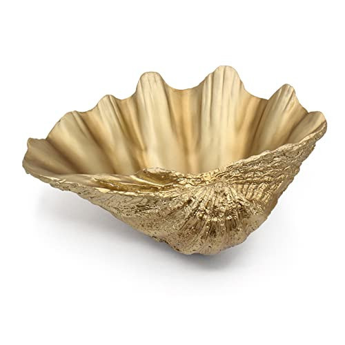 ALIWINER Medium Gold Scalloped Clam Shell Bowl Sea Shell Decor for Nautical Beach House,Coastal Decor Gift of Housewarming and Wedding Party | Amazon (US)