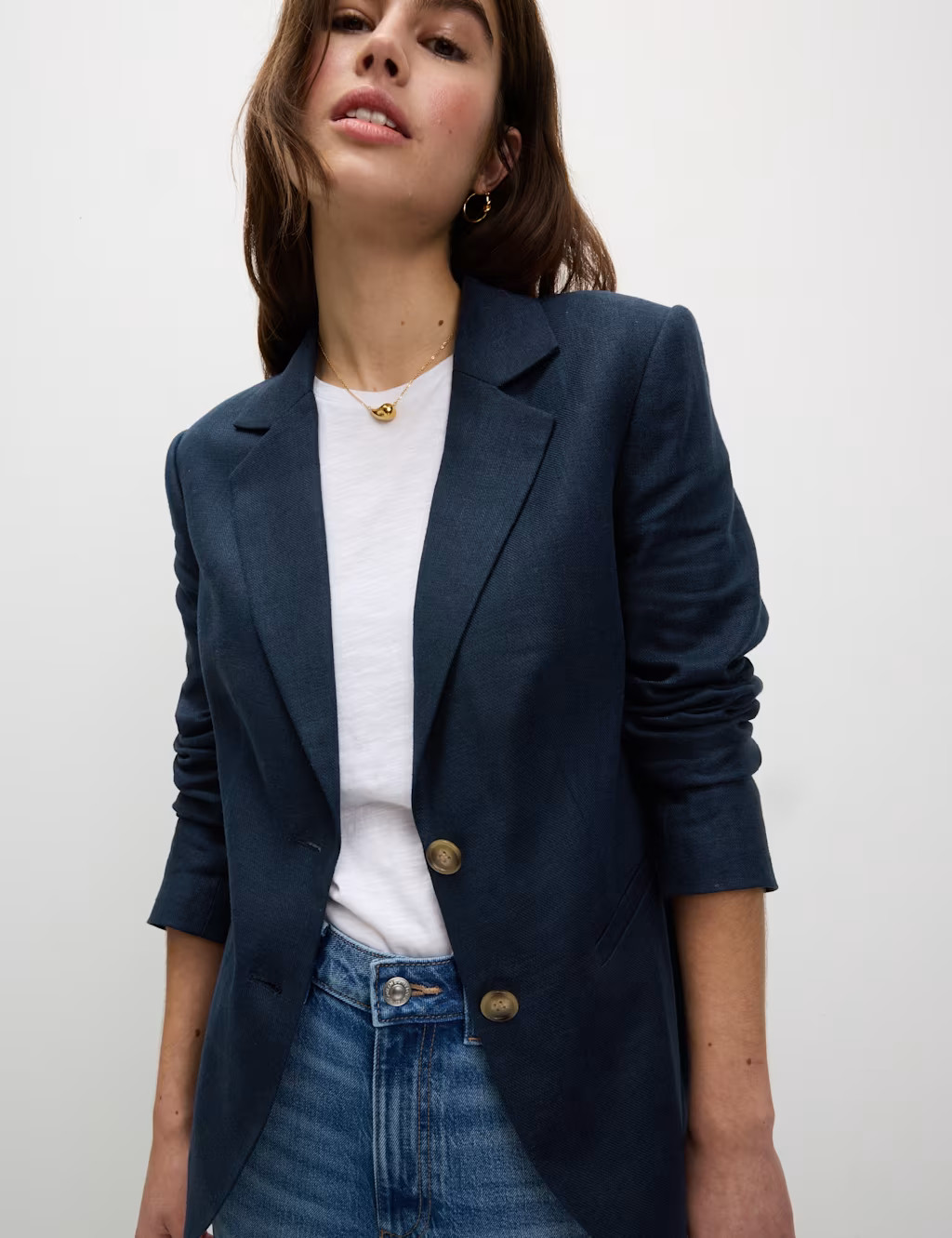 Linen Rich Single Breasted Blazer | Marks & Spencer (UK)