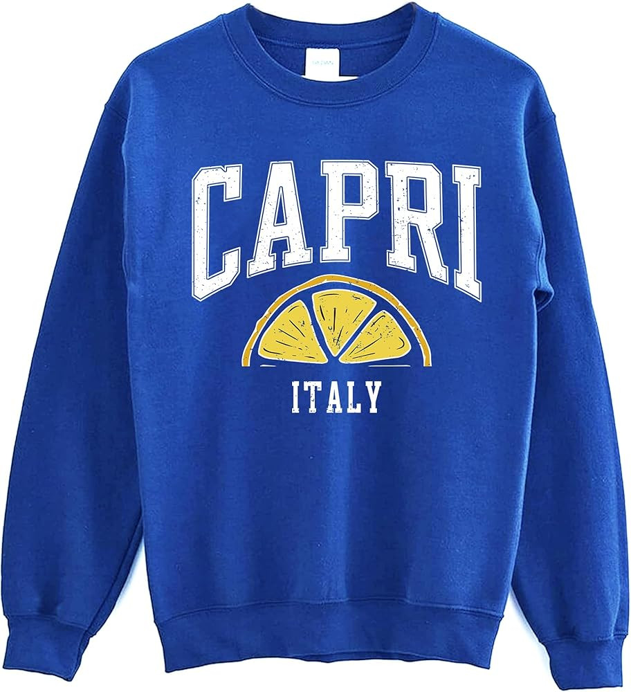 Capri Italy Sweatshirt - Vintage Lemon Italia Sweater, Italian Capri Island Vacation Crewneck | Amazon (US)