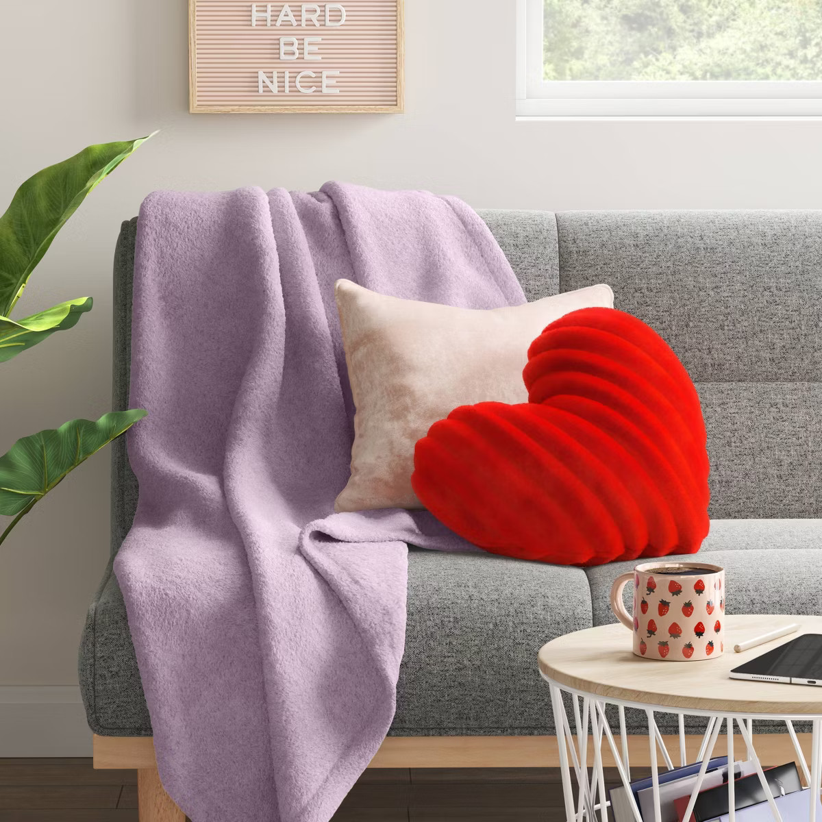 Valentine's Day Rib Shaped Plush Heart Throw Pillow Red - Room Essentials™ | Target