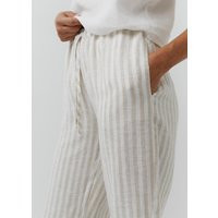 striped Linen Pants, Elastic Waist Beige Trousers, Wide Leg Lounge Women's Natural Summer Soft Homewear | Etsy (US)