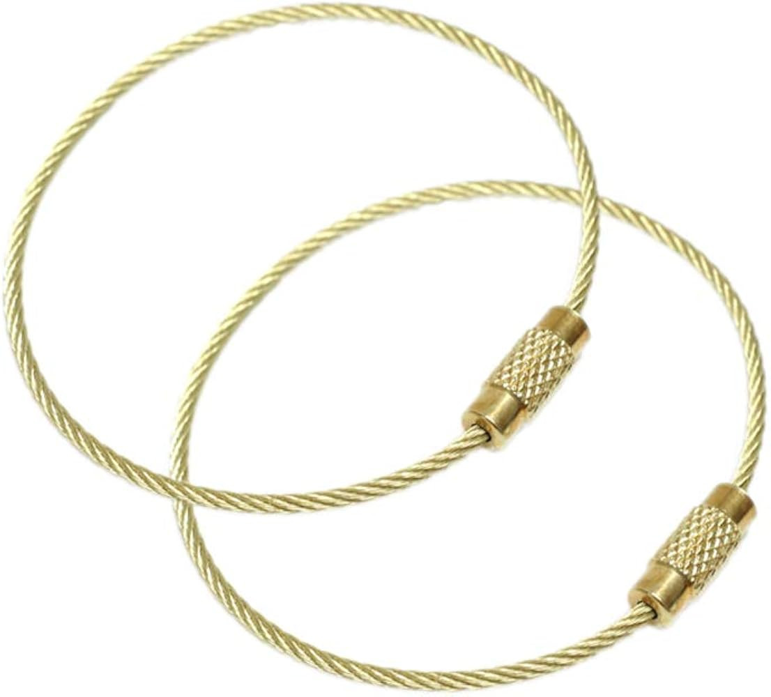Stainless Steel Wire Cable Rope Key Ring,Keychain for Keys Luggage Tags,Length 5.9" (Gold, 10 Pie... | Amazon (US)