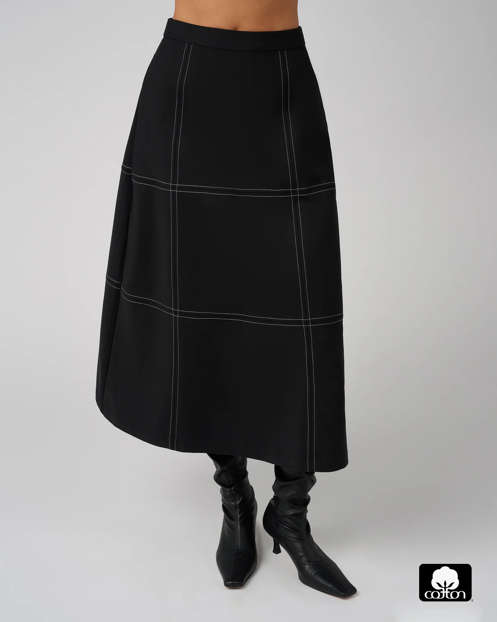 A-Line Contrast Stitch Skirt | We Wore What