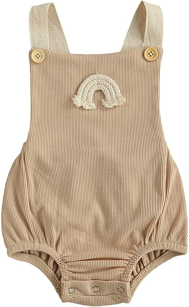 Newborn Infant Baby Boys Girls Summer Clothes Outfits Boho Rainbow Ribbed Sleeveless Romper Jumps... | Amazon (US)