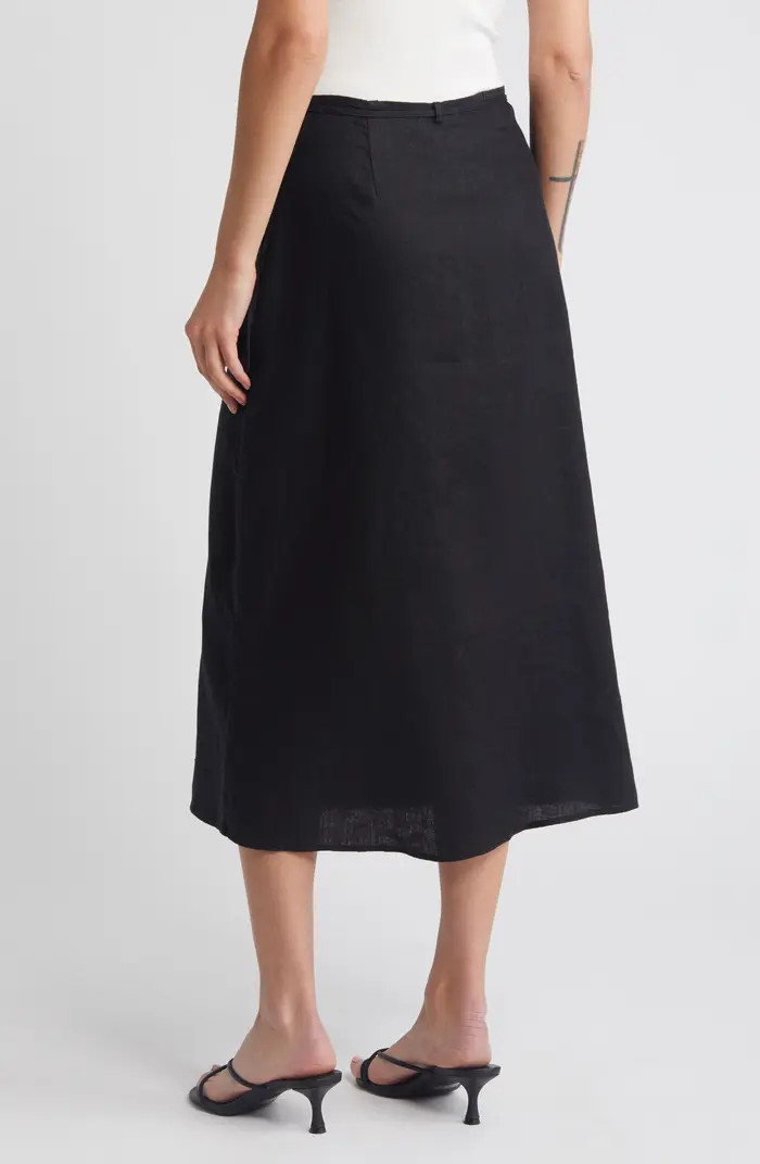 Carly Linen Wrap Midi Skirt | Nordstrom
