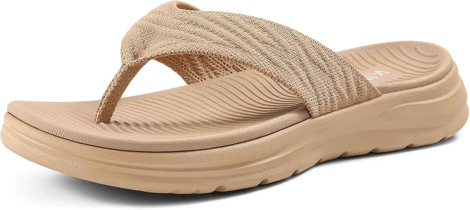 KIDMI Women's Arch Support Flip Flops with Soft Cushion Comfortable Summer Beach Slip On Walking ... | Amazon (US)