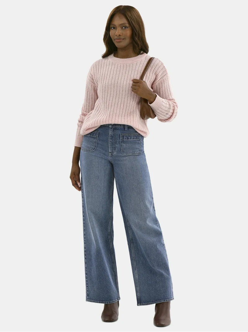 Time and Tru Women's and Women’s Plus Textured Stitch Sweater, Midweight, Sizes XS-4X | Walmart (US)