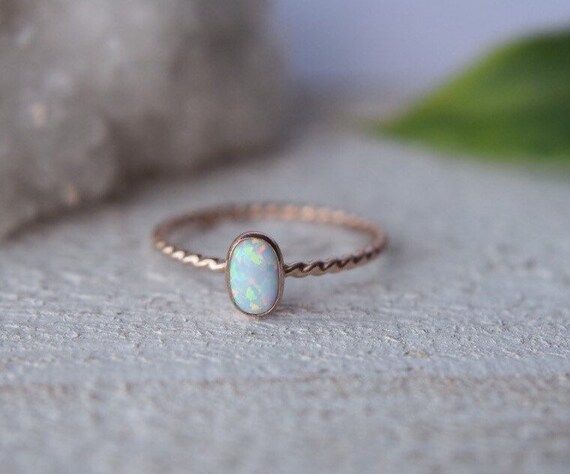 Oval Opal Ring- Opal Ring Gold- Opal Ring- Stacking Ring - Opal Oval Ring- 14k Gold Opal Oval Rin... | Etsy (US)