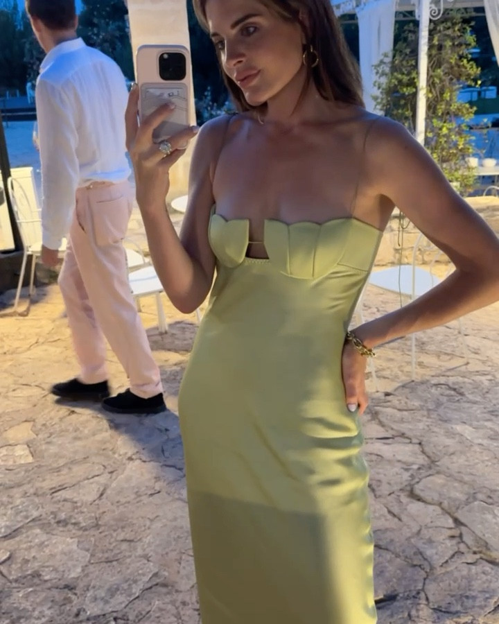 Pale green satin midi dress | Green satin dress | Summer dress | Evening dress | Wedding guest dress | Wedding outfits #LTKsummer 

#LTKwedding #LTKuk