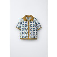 Zara - Crochet Sun Knit Shirt - Sand / Blue - 1½ Years (33,9 Inches) - Kids | Zara US