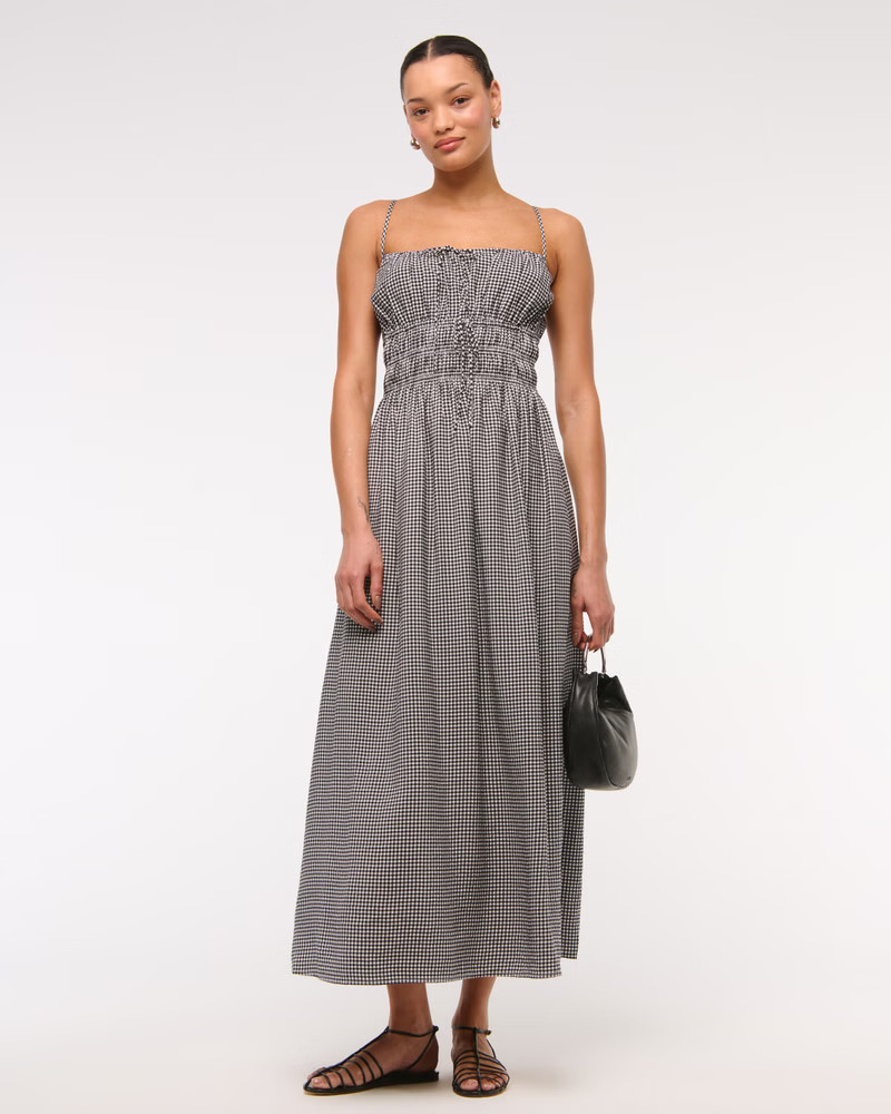 Smocked Tie-Front Maxi Dress | Abercrombie & Fitch (US)