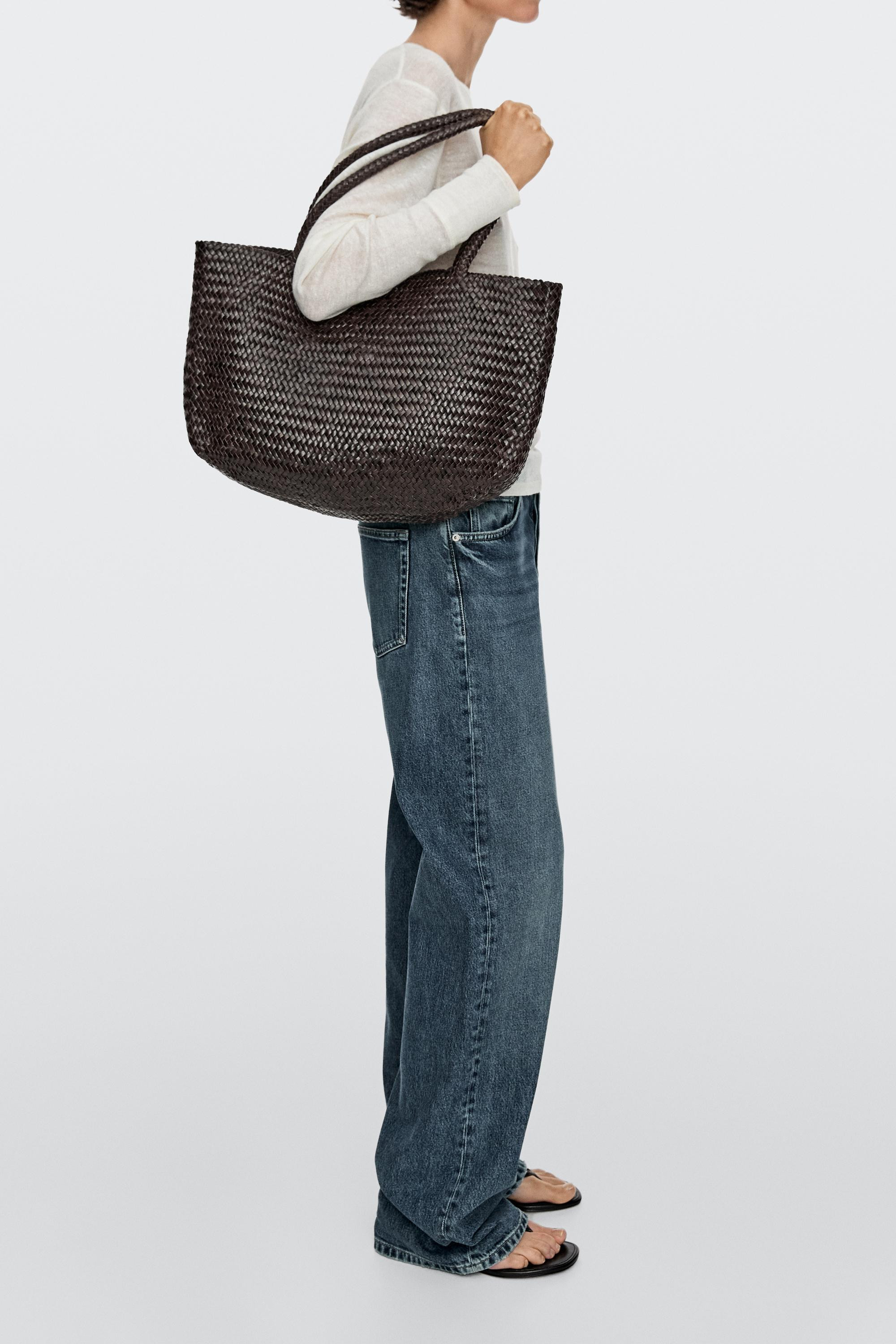 Braided nappa leather tote bag | Massimo Dutti US