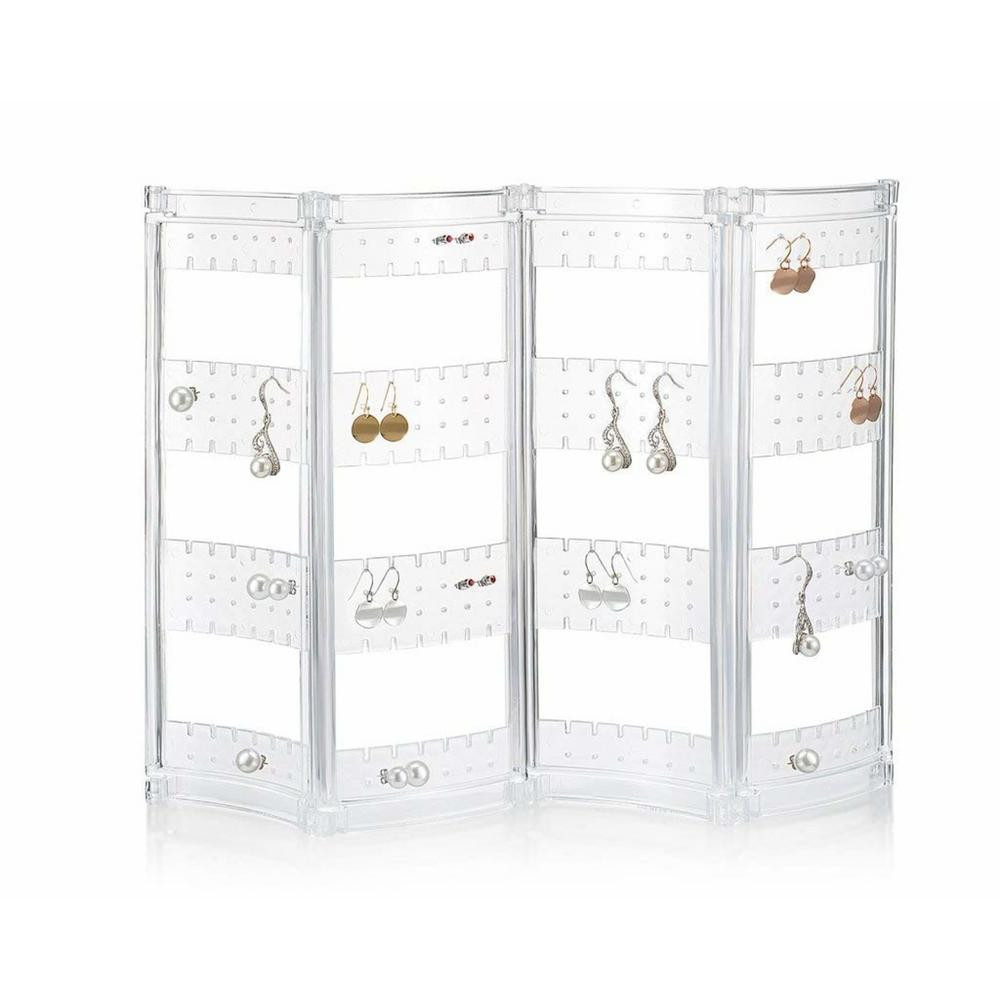 HOME4U INC 140 Pairs Acrylic Earrings Holder and Jewelry Organizer, Easy Carrying or Storage, clear | The Home Depot