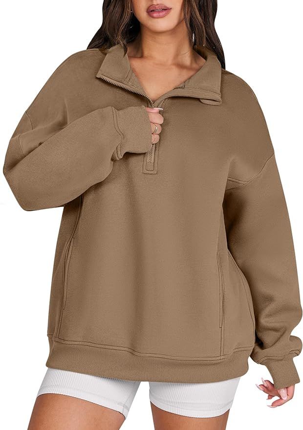 ANRABESS Womens Half Zip Sweatshirt Quarter Zip Long Sleeve Hoodies Pullover 2023 Fall Outfits Y2... | Amazon (US)