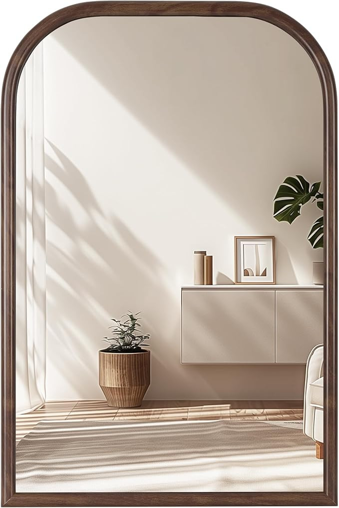 20"x30" Arch Wall Mirror Bathroom Mirror for Wall Mounted, Tempered Glass, Wood Grain Finish Fram... | Amazon (US)