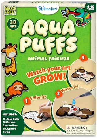 Skillmatics 3D Art Kit - Aqua Puffs Animals, Stocking Stuffers, Paint by Number Craft for Kids, D... | Amazon (US)