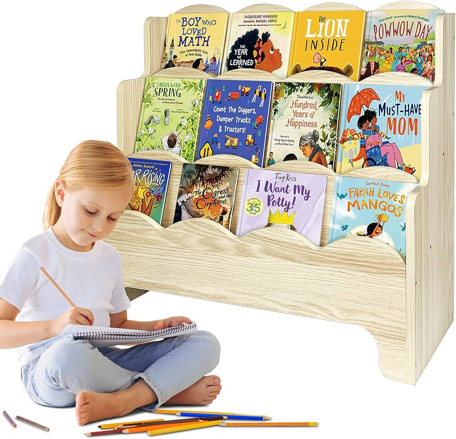 Royxen Montessori Bookshelf Scalloped Edges, Bookshelf for Kids 3-Tier, Kids Book Shelf for Kids ... | Amazon (US)