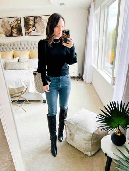 Todays outfit,  black boots, Amazon sweater, skinny jeans 

#LTKunder100