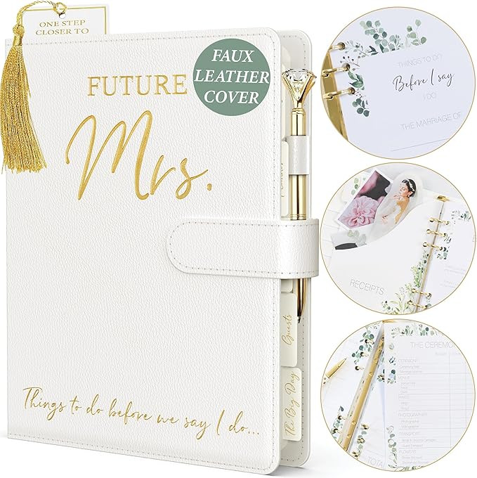 Wedding Planner Book and Organizer - Faux Leather 'Future Mrs' Wedding Planning Book and Organize... | Amazon (US)