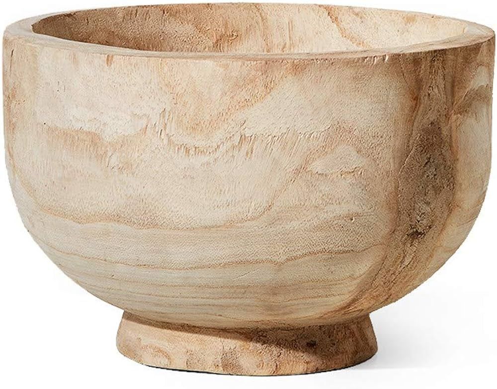 Amazon.com: Serene Spaces Living 11" Paulownia Wood Round Bowl, Handmade Wooden Decorative Bowl F... | Amazon (US)