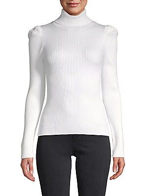 Ribbed Puff-Sleeve Sweater | Saks Fifth Avenue OFF 5TH (Pmt risk)