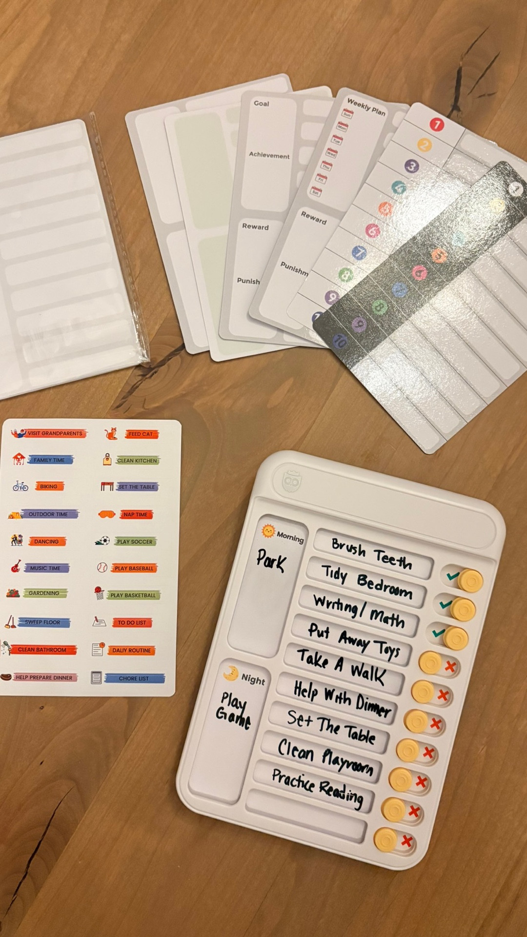 Such a great easy to use chore chart. We started this for my 5 year old. Dry erase markers are used for the different sheets that you can easily swap out. This is magnetic so it can be placed on your fridge or folds out to stand on the counter or nightstand. 

#LTKdayinmylife #LTKKids #LTKmomlife