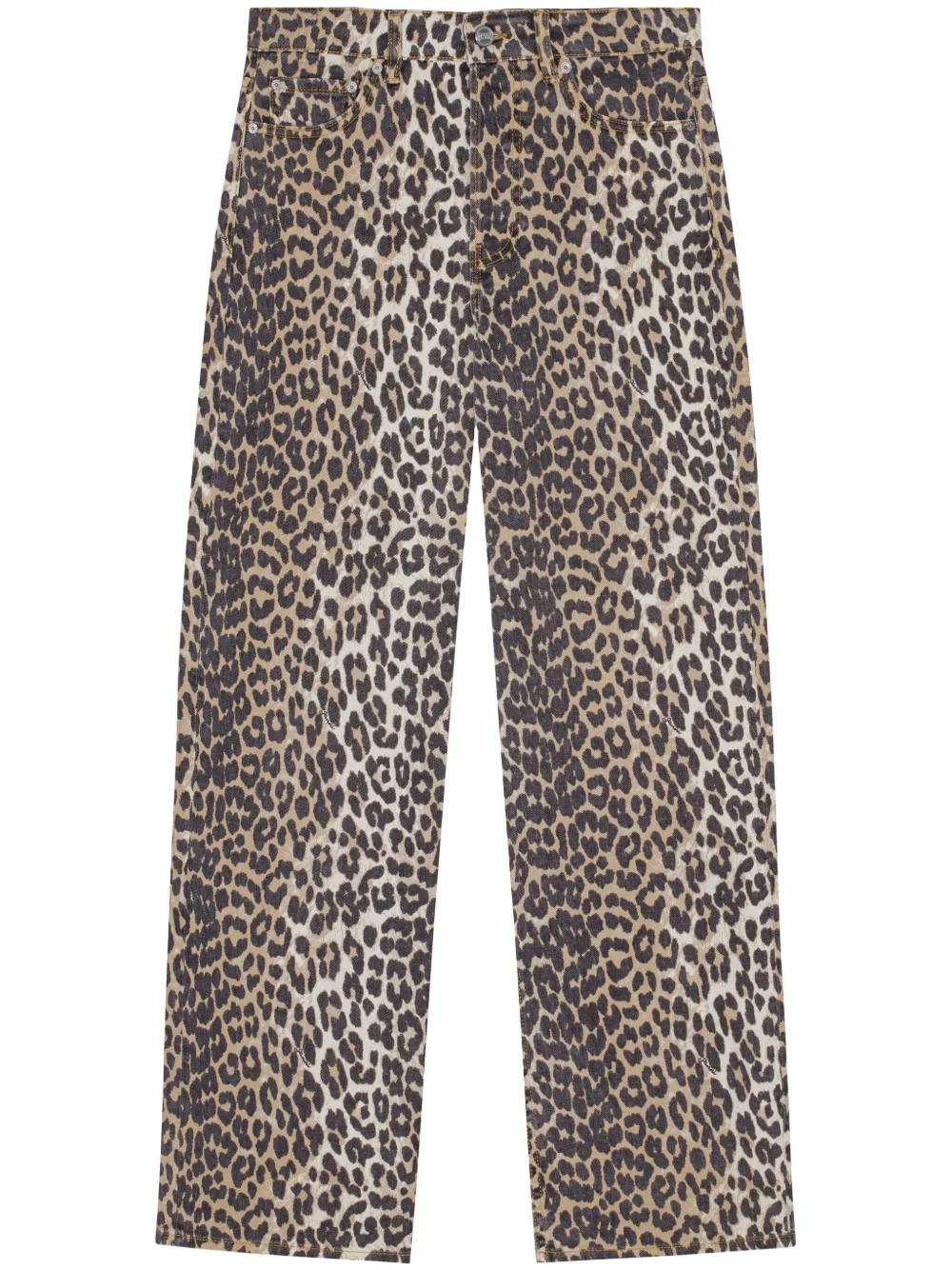 GANNI Leopard Print Denim Trousers | Brown | FARFETCH | Farfetch Global